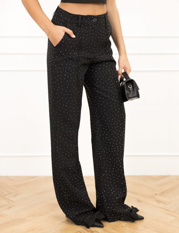 Miley strass pantalon zwart