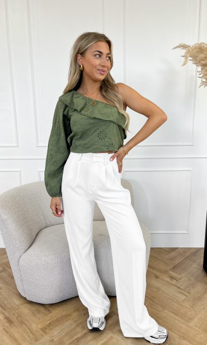 Vajen one shoulder top groen