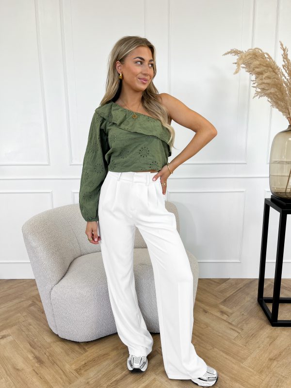 Vajen one shoulder top groen