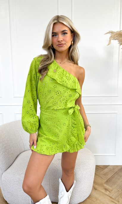 Serra one shoulder top groen