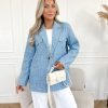 Fiene glitter blazer blauw