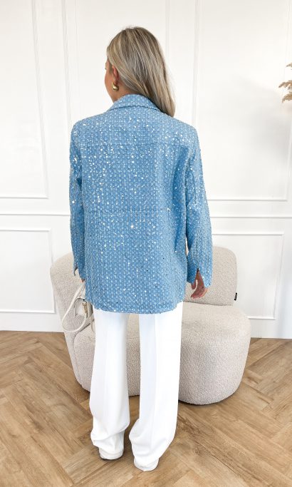 Fiene glitter blazer blauw