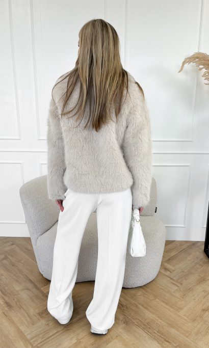 Jolein faux fur jas beige