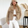 Jolein faux fur jas camel