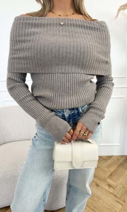 Issa off shoulder top taupe