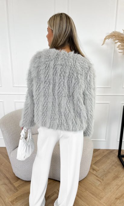 Amila faux fur jas grijs