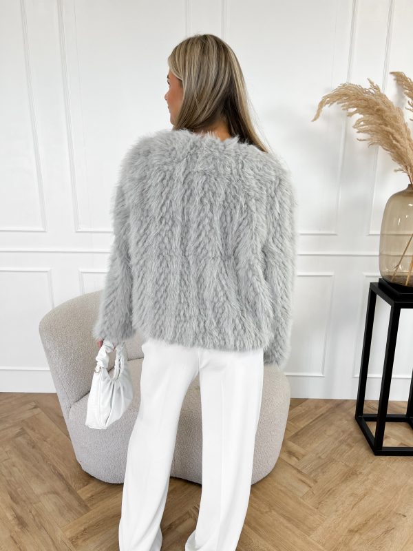 Amila faux fur jas grijs