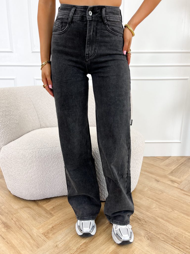 Scottie wide leg jeans donkergrijs