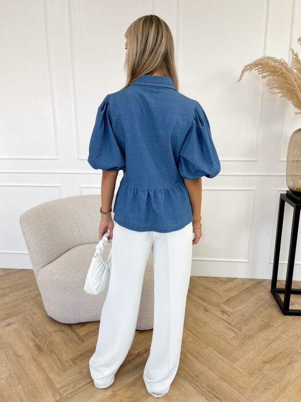 Kate strikjes blouse blauw