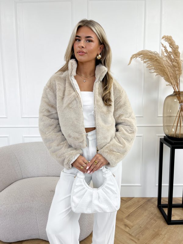 Daya faux fur jas beige