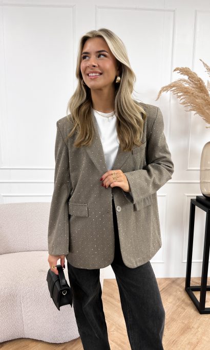 Julea strass blazer taupe