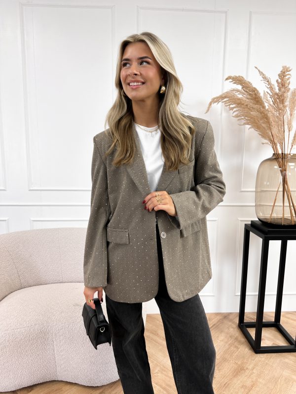 Julea strass blazer taupe