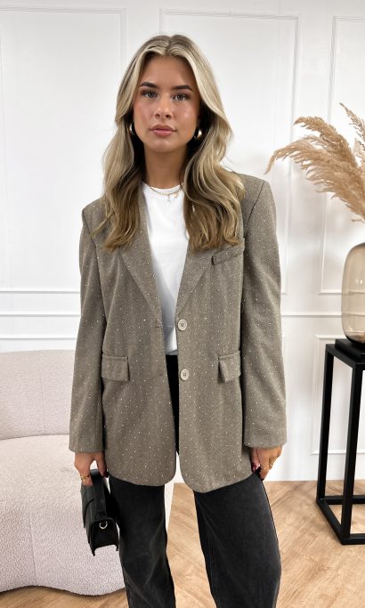 Julea strass blazer taupe