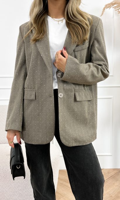 Julea strass blazer taupe