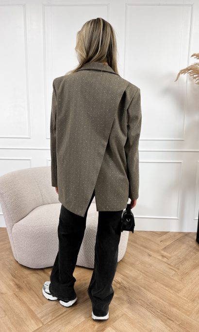 Julea strass blazer taupe