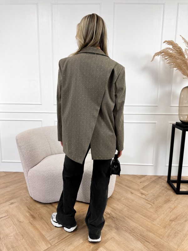 Julea strass blazer taupe