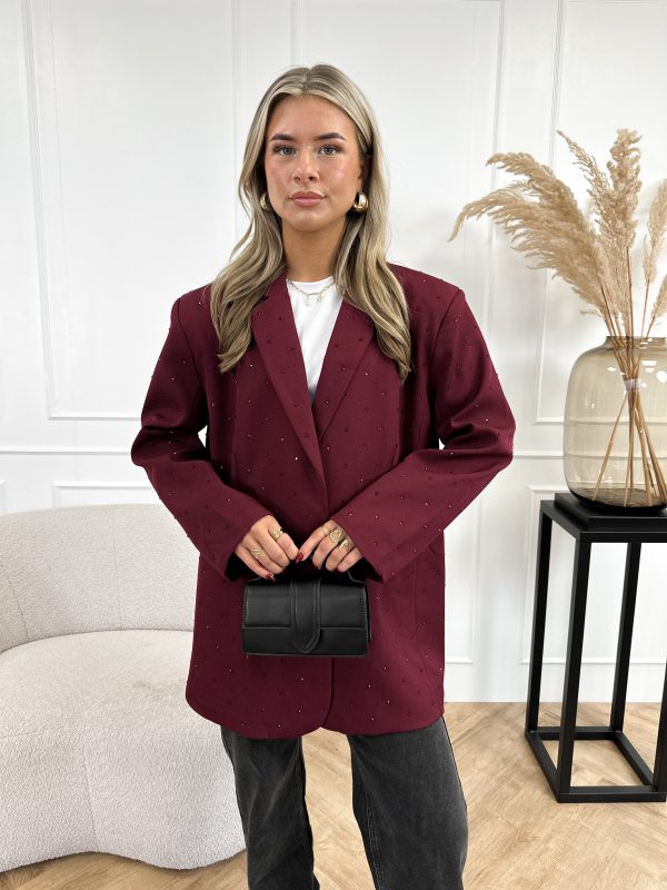 Marie strass blazer bordeaux