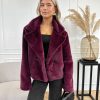 Vanity faux fur jas bordeaux rood