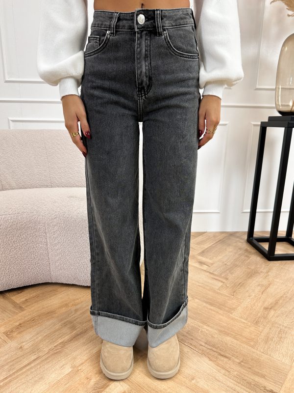 Gabi wide leg jeans donker grijs