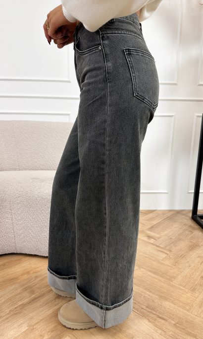 Gabi wide leg jeans donker grijs