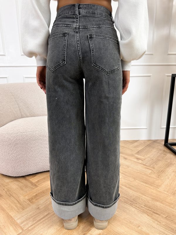 Gabi wide leg jeans donker grijs