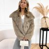 Chloe faux fur jas taupe