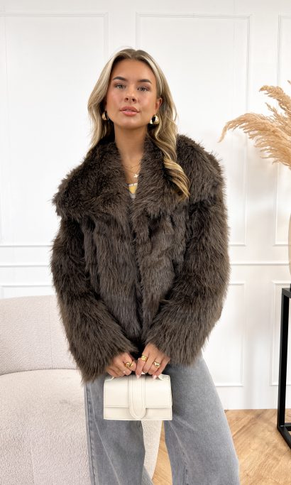 Chloe faux fur jas donker bruin