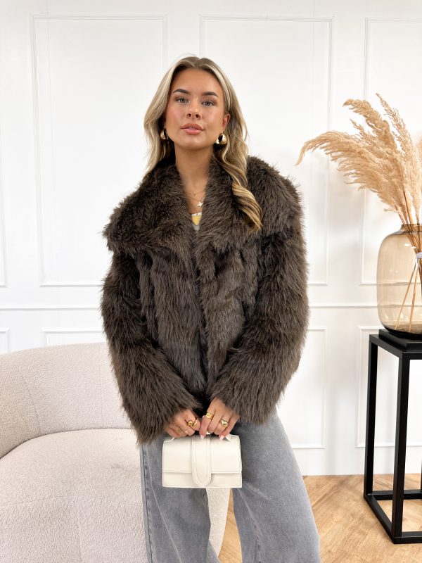 Chloe faux fur jas donker bruin