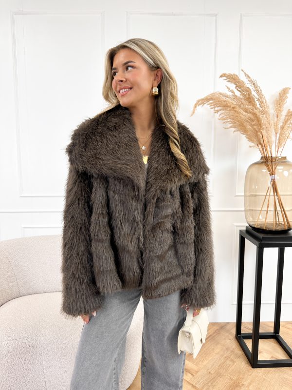 Chloe faux fur jas donker bruin