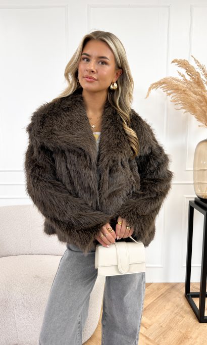 Chloe faux fur jas donker bruin