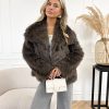 Chloe faux fur jas donker bruin