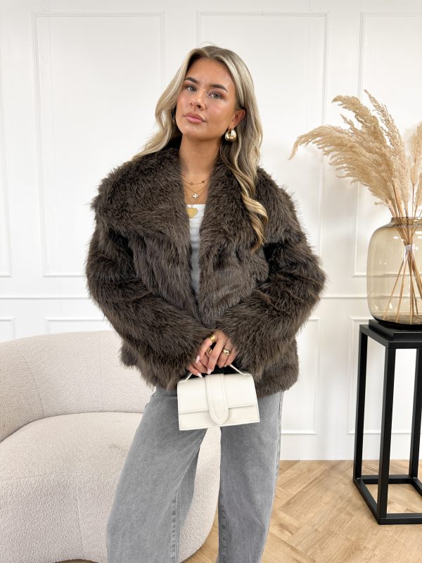 Chloe faux fur jas donker bruin