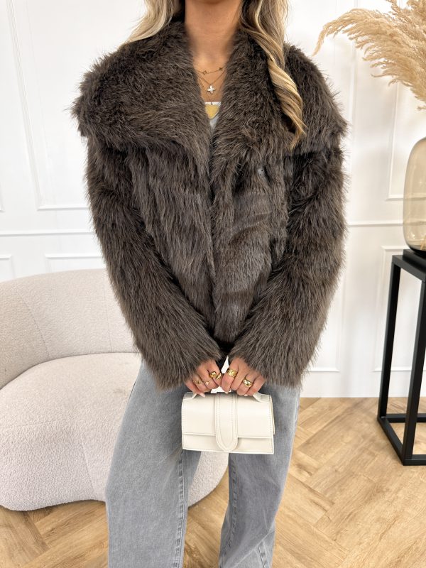 Chloe faux fur jas donker bruin