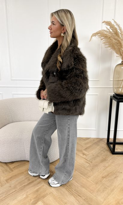 Chloe faux fur jas donker bruin