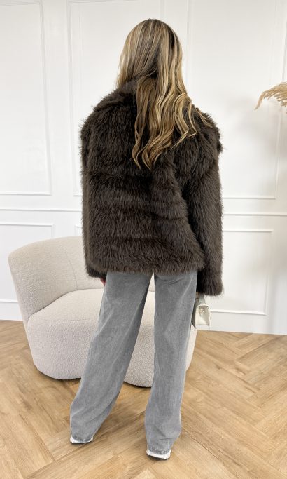 Chloe faux fur jas donker bruin