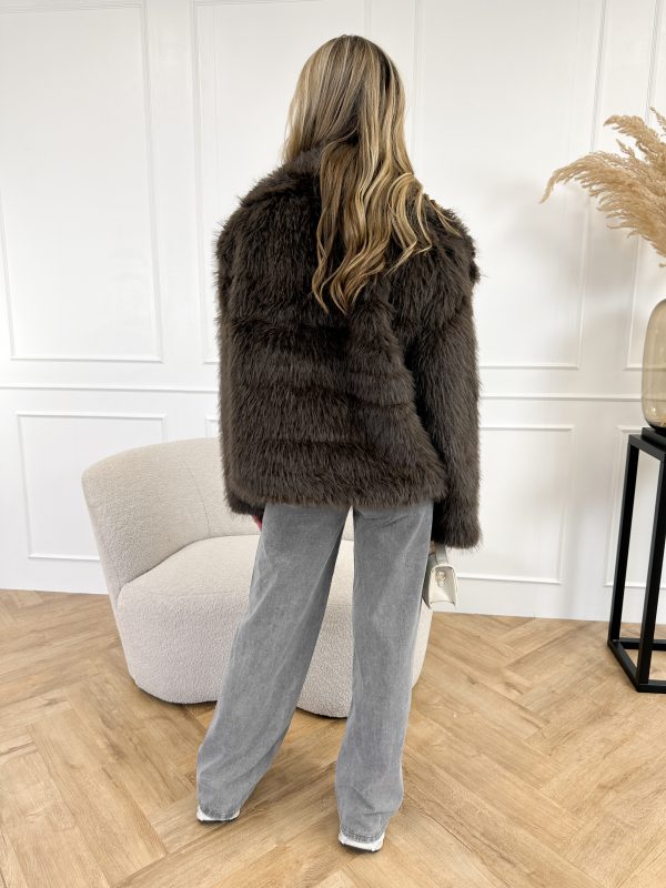 Chloe faux fur jas donker bruin