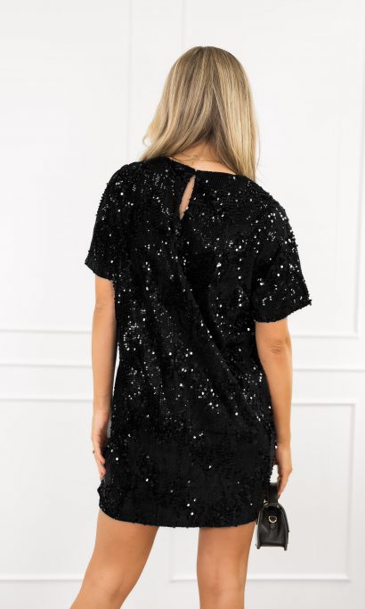 Jezz glitter jurk zwart