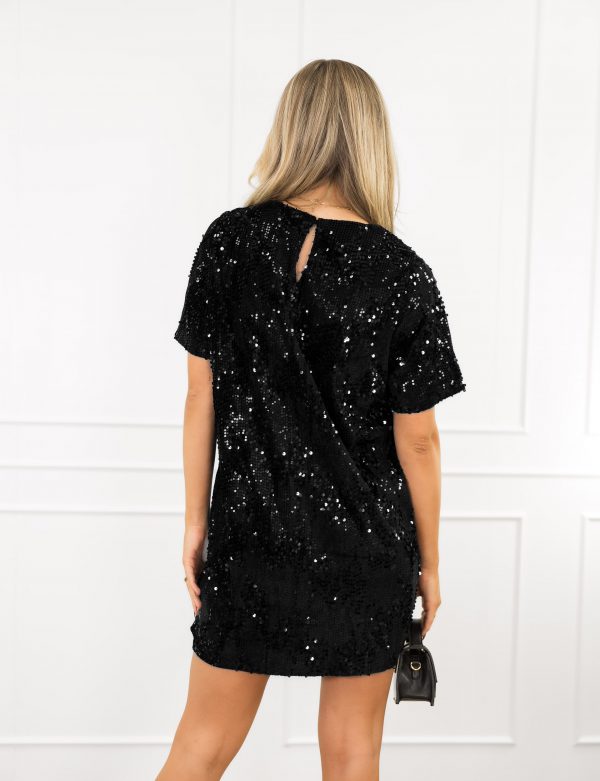 Jezz glitter jurk zwart