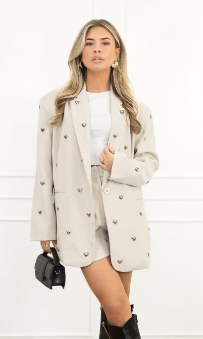 Caya hartjes blazer beige