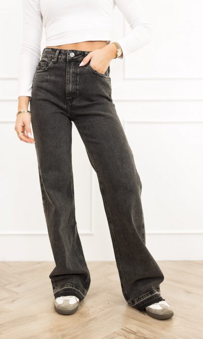 Riley wide leg jeans donker grijs