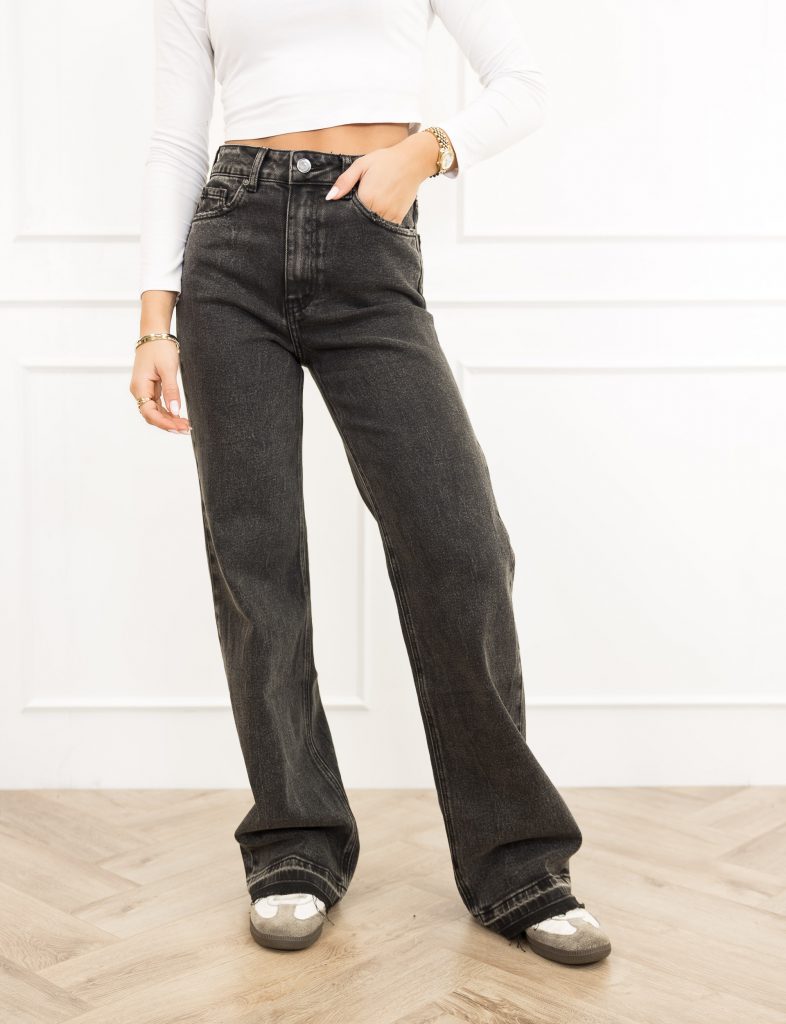 Riley wide leg jeans donker grijs