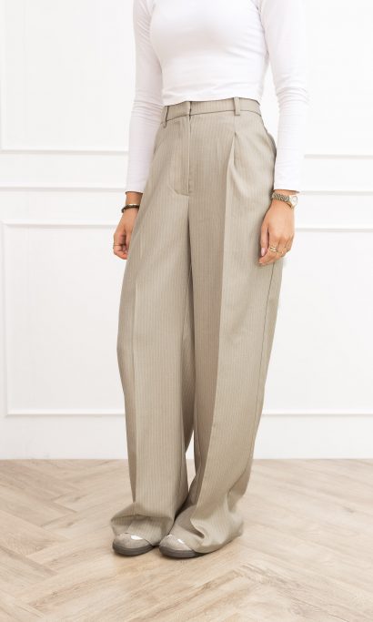 Jailin pantalon gestreept beige