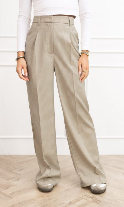 Jailin pantalon gestreept beige