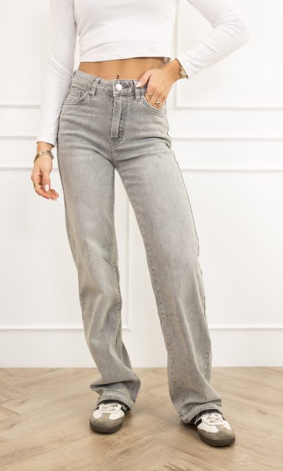 Lynn wide leg jeans mid rise licht grijs