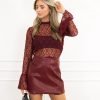 Pixie kanten top bordeaux rood