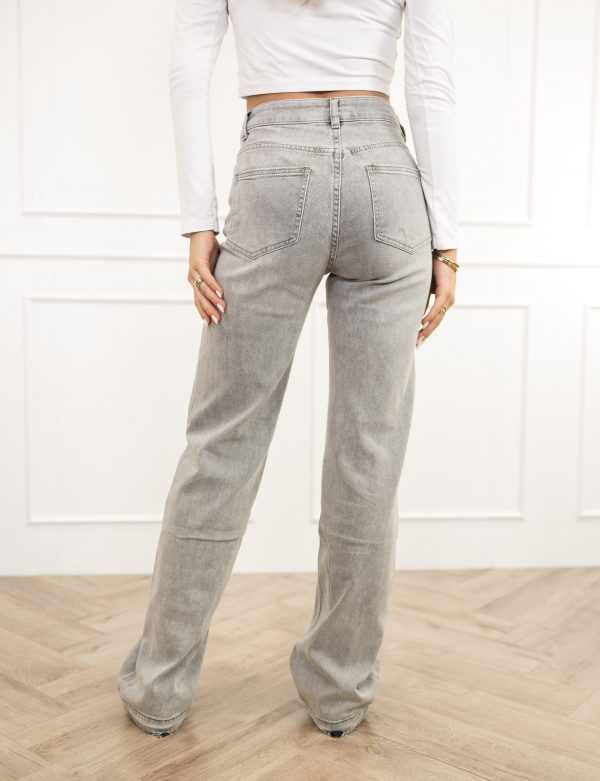 Lynn wide leg jeans mid rise licht grijs