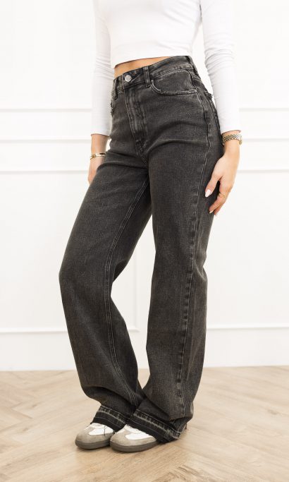 Riley wide leg jeans donker grijs