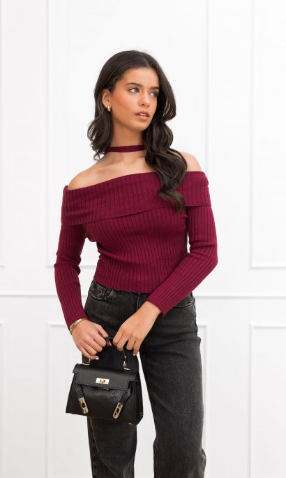 Alana off the shoulder top bordeaux