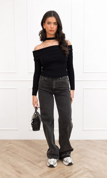 Alana off the shoulder top zwart