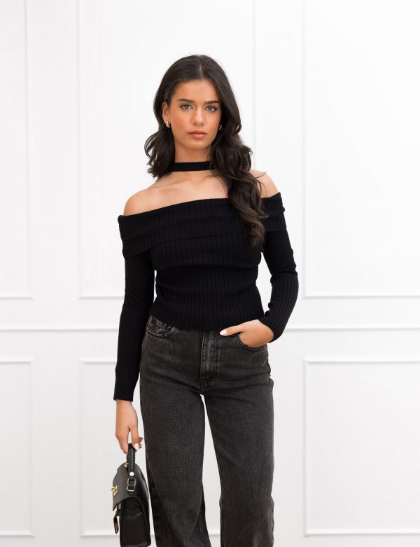 Alana off the shoulder top zwart